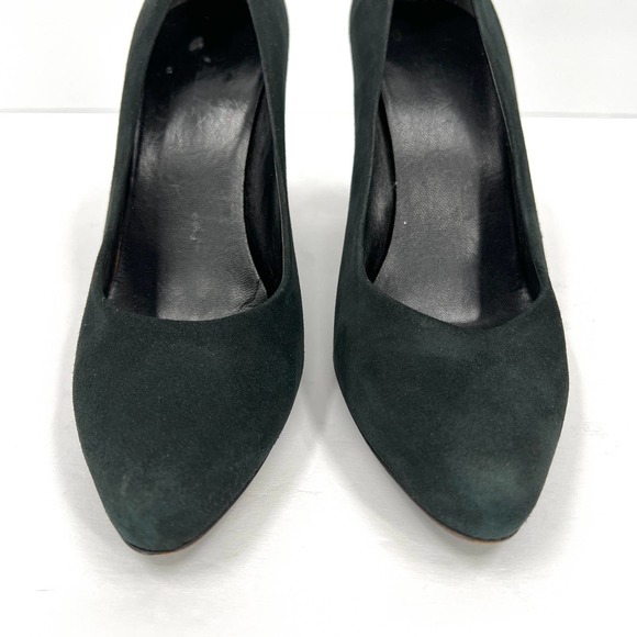 PRADA Shoes Womens 37 Green Calzature Donna Suede Comma Heel Almond Toe Pump - Picture 3 of 10